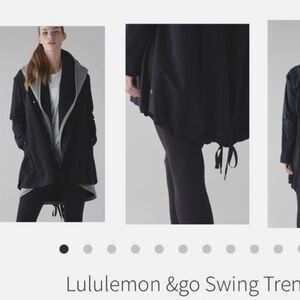 Lululemon Athletica &go Swing Trench Hooded Coat Sz 12 Rare New BLUE